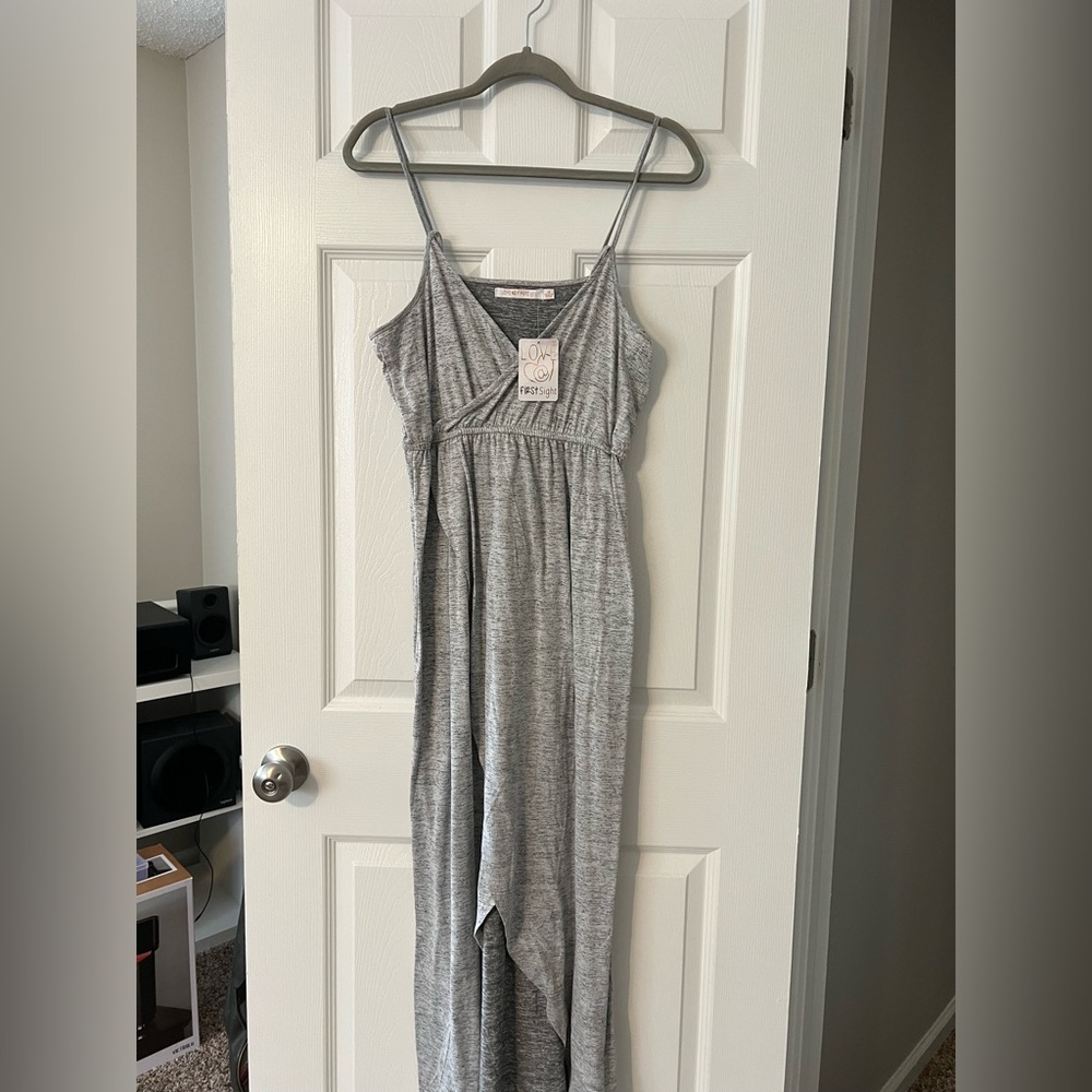 Gray Asymmetrical Front High Low Maxi Dress. Brand new With tags.